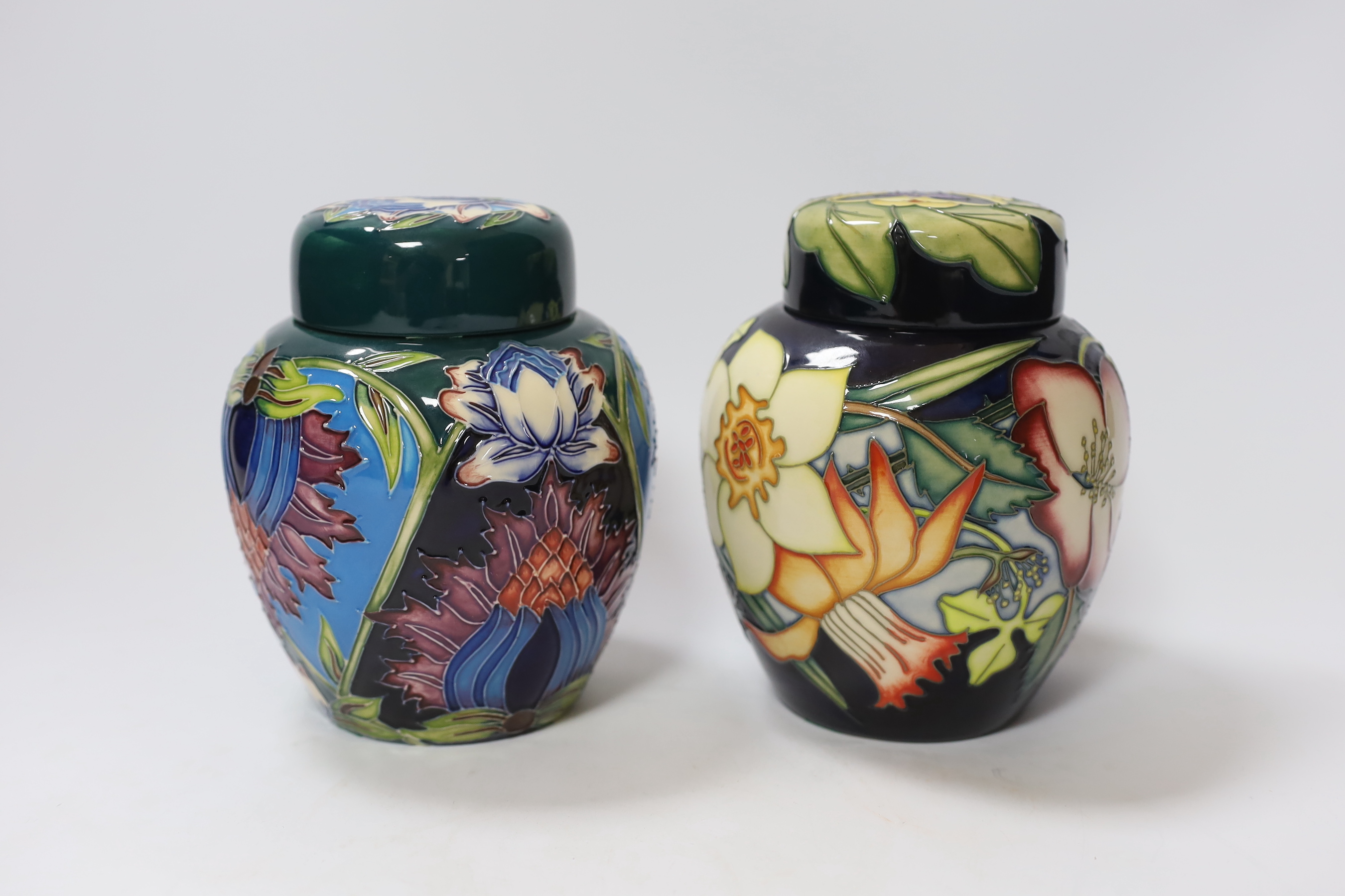 Two Moorcroft ginger jars; Golden Jubilee and Saadian patterns, 16cm